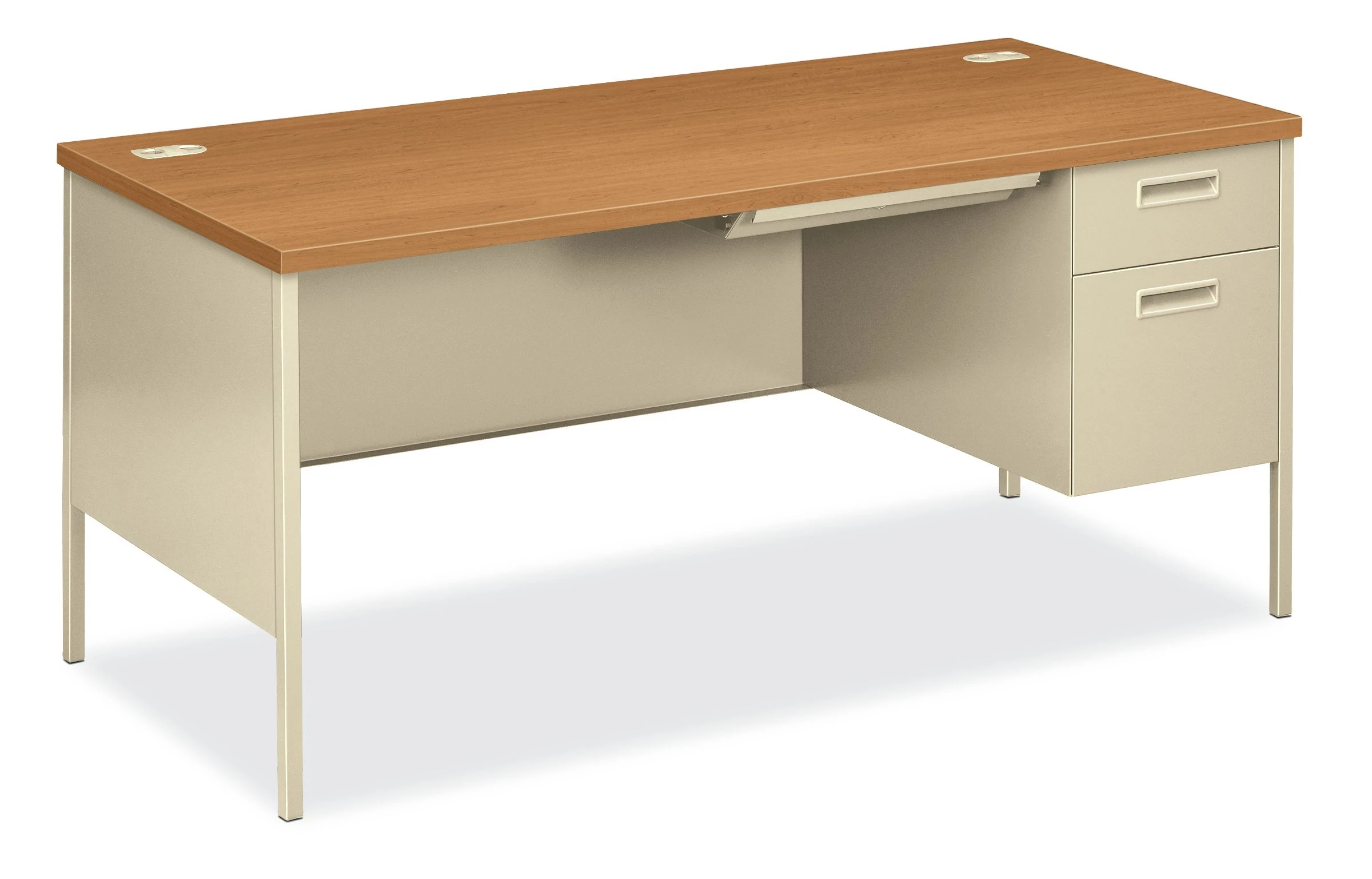 HON Metro Classic Right Pedestal Desk | 1 Box / 1 File Drawers | 66"W | Harvest Laminate | Putty Finish 3 HON Metro Classic Right Pedestal Desk | 1 Box / 1 File Drawers | 66"W | Harvest Laminate | Putty Finish