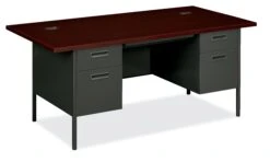 HON Metro Classic Double Pedestal Desk | 2 Box / 2 File Drawers | 72"W | Mahogany Laminate | Charcoal Finish