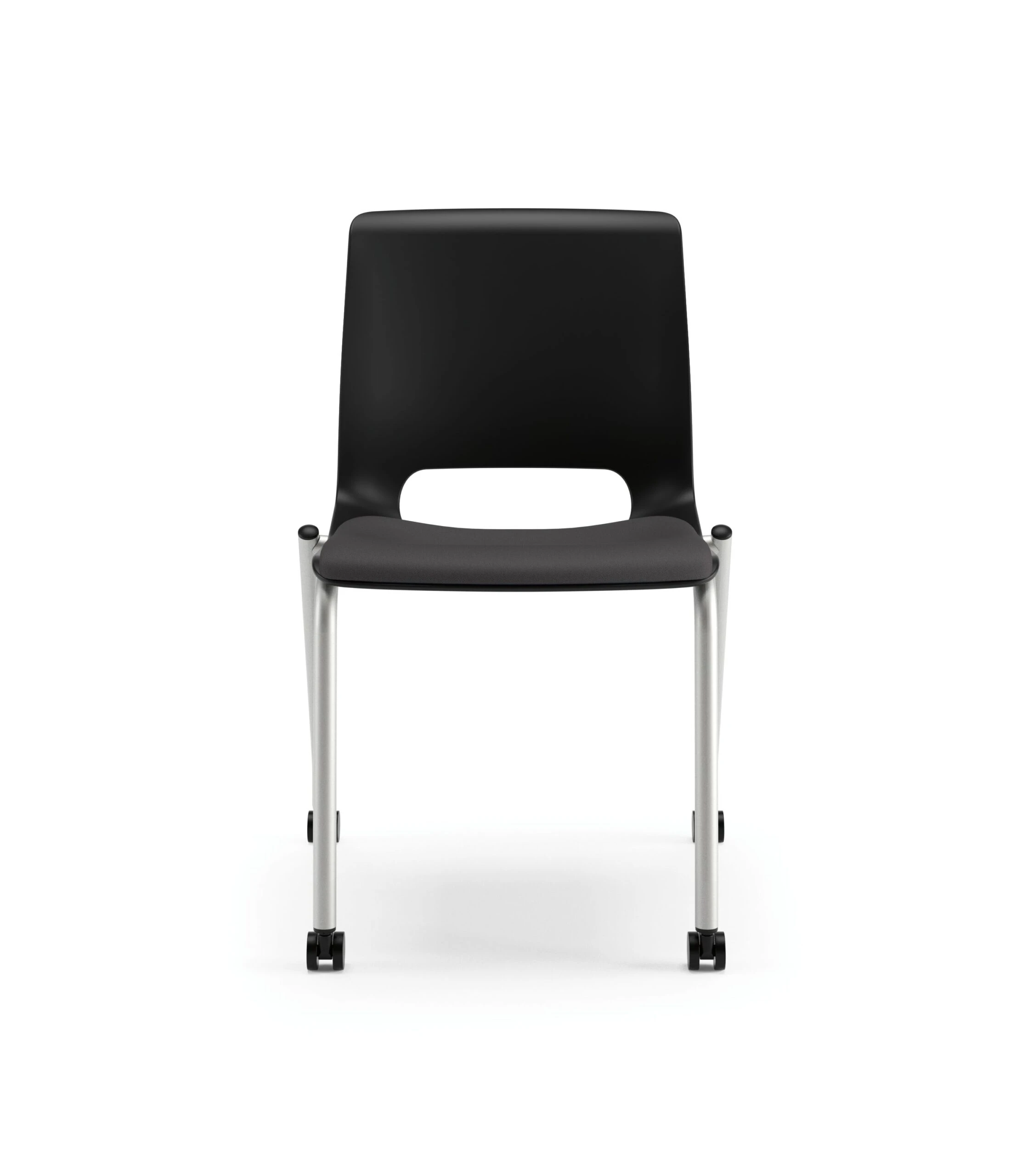 HON Motivate Stacking Chair | Onyx Shell | Textured Platinum Frame | Black Fabric | 2 Per Carton 5 HON Motivate Stacking Chair | Onyx Shell | Textured Platinum Frame | Black Fabric | 2 Per Carton - Image 3