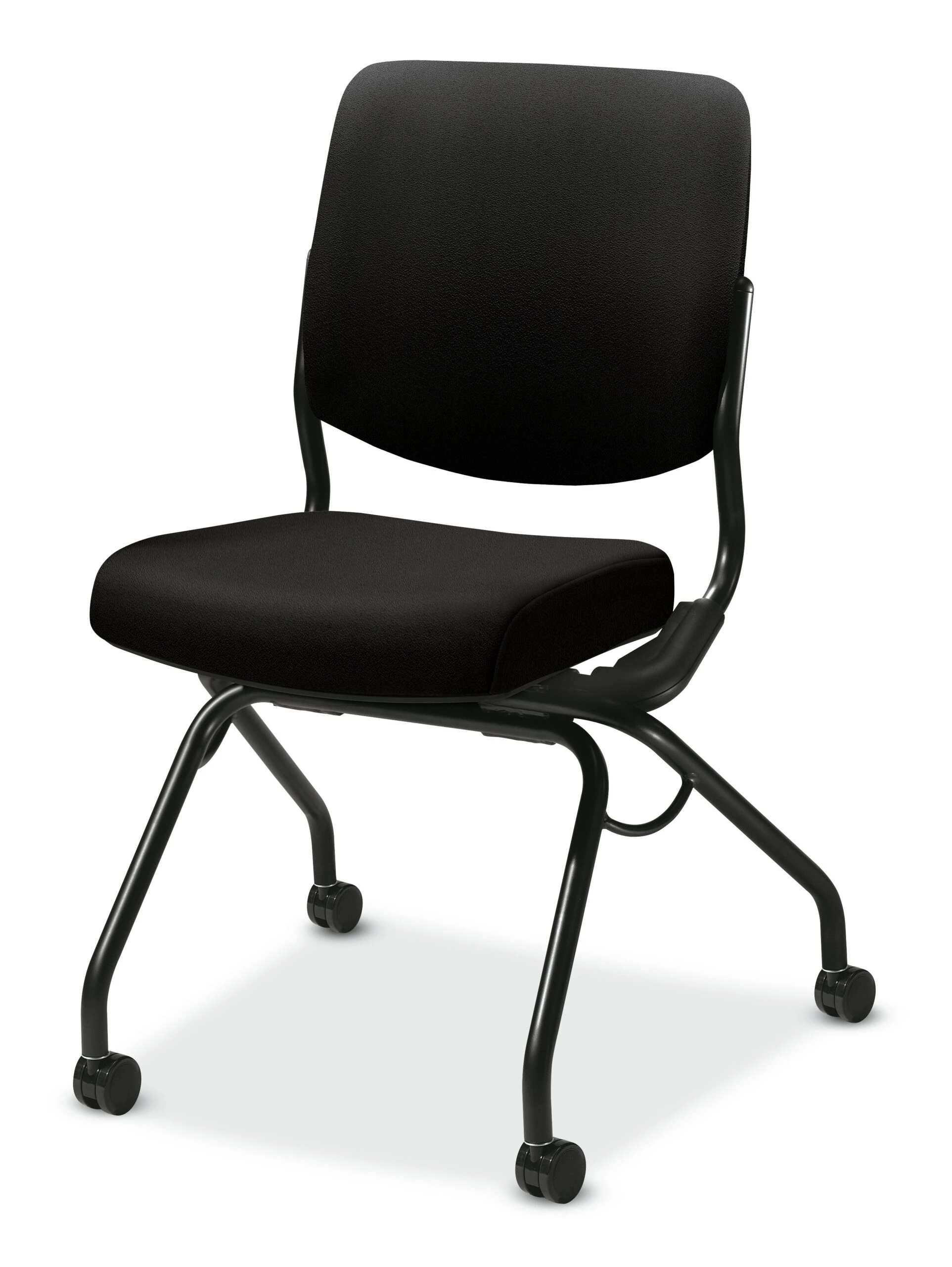 HON Perpetual Upholstered Back Nesting Chair | Flex Motion | Casters | Black Frame | Black Fabric 4 HON Perpetual Upholstered Back Nesting Chair | Flex Motion | Casters | Black Frame | Black Fabric - Image 2