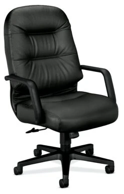 HON Pillow-Soft Executive High-Back Chair | Center-Tilt | Fixed Arms | Black Leather