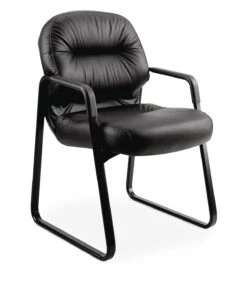 HON Pillow-Soft Guest Chair | Fixed Arms | Black Leather