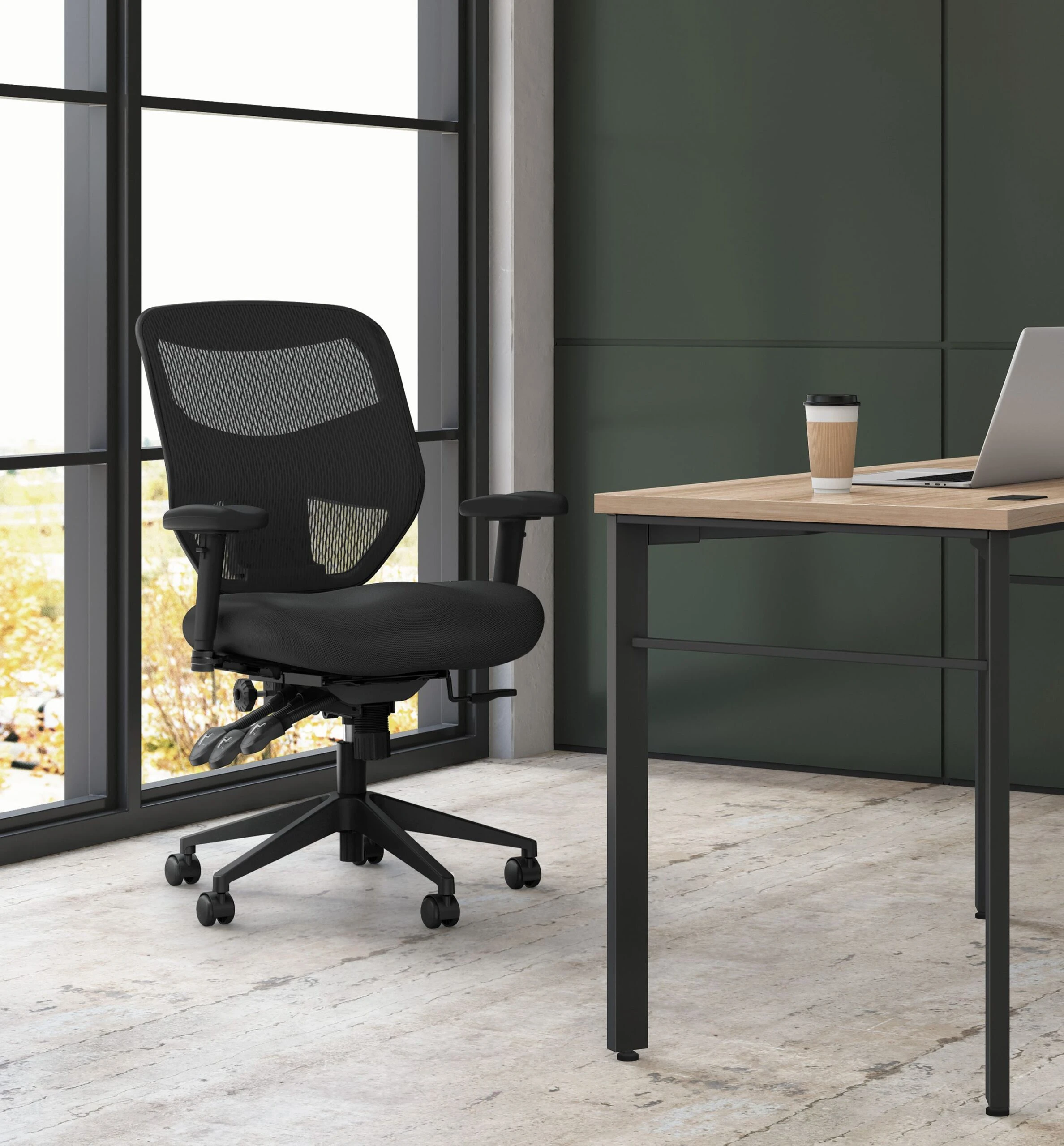 HON Prominent Mesh High-Back Task Chair | Asynchronous Control, Seat Glide | 2-Way Arms | Black Mesh 9 HON Prominent Mesh High-Back Task Chair | Asynchronous Control, Seat Glide | 2-Way Arms | Black Mesh - Image 7