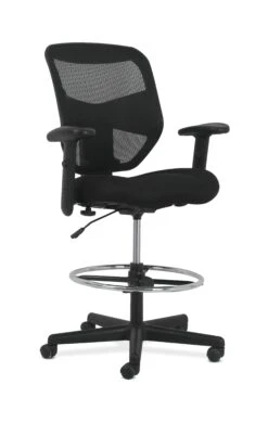 HON Prominent High-Back Task Stool | Height- And Width-Adjustable Arms | Black Mesh Back