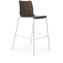 HON Ruck Stool | Florence Walnut Laminate Shell | Textured Silver Frame