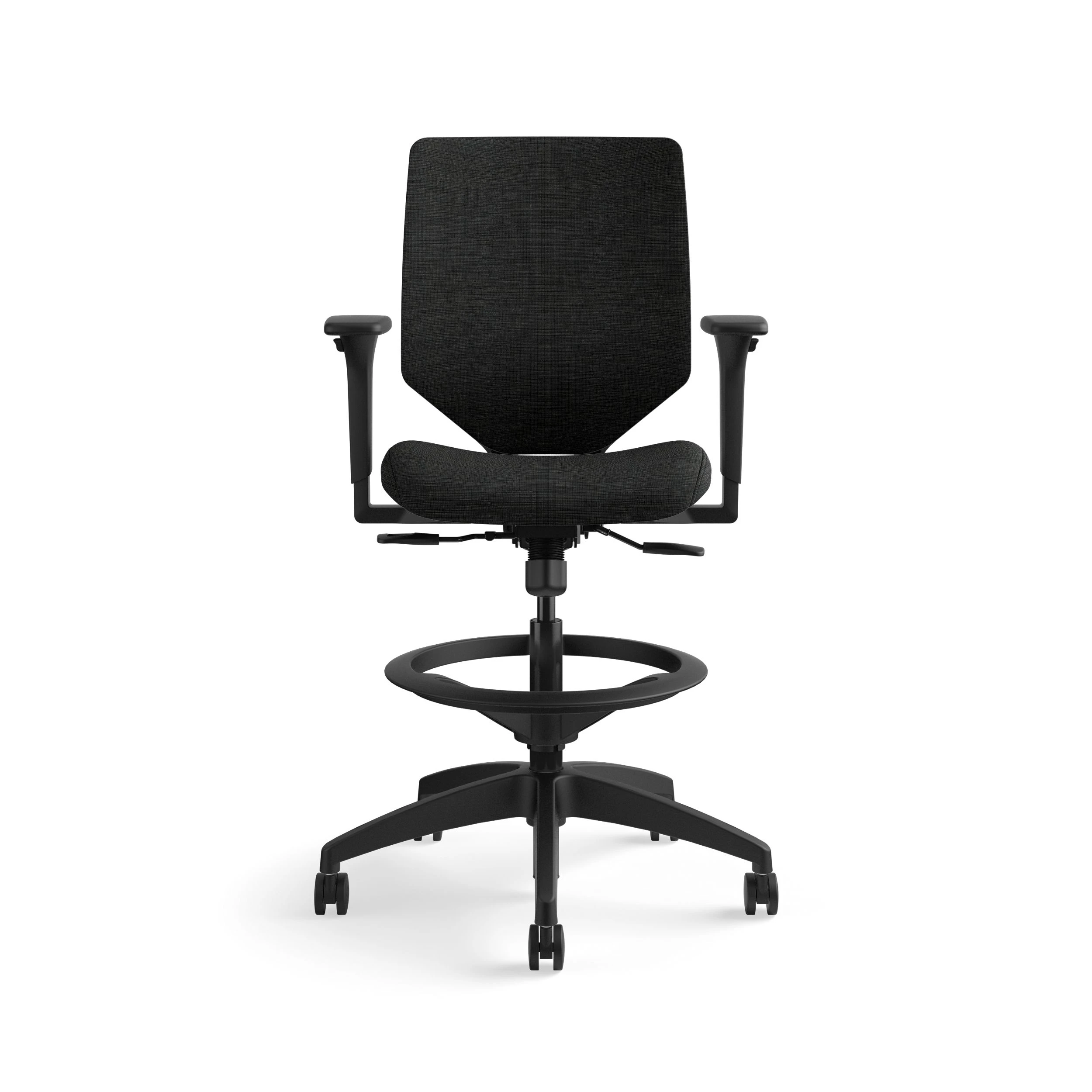 HON Solve Mid-Back Task Stool | Upholstered Charcoal ReActiv Back | Adjustable Lumbar | Black Frame | Ink Seat Fabric 4 HON Solve Mid-Back Task Stool | Upholstered Charcoal ReActiv Back | Adjustable Lumbar | Black Frame | Ink Seat Fabric - Image 2