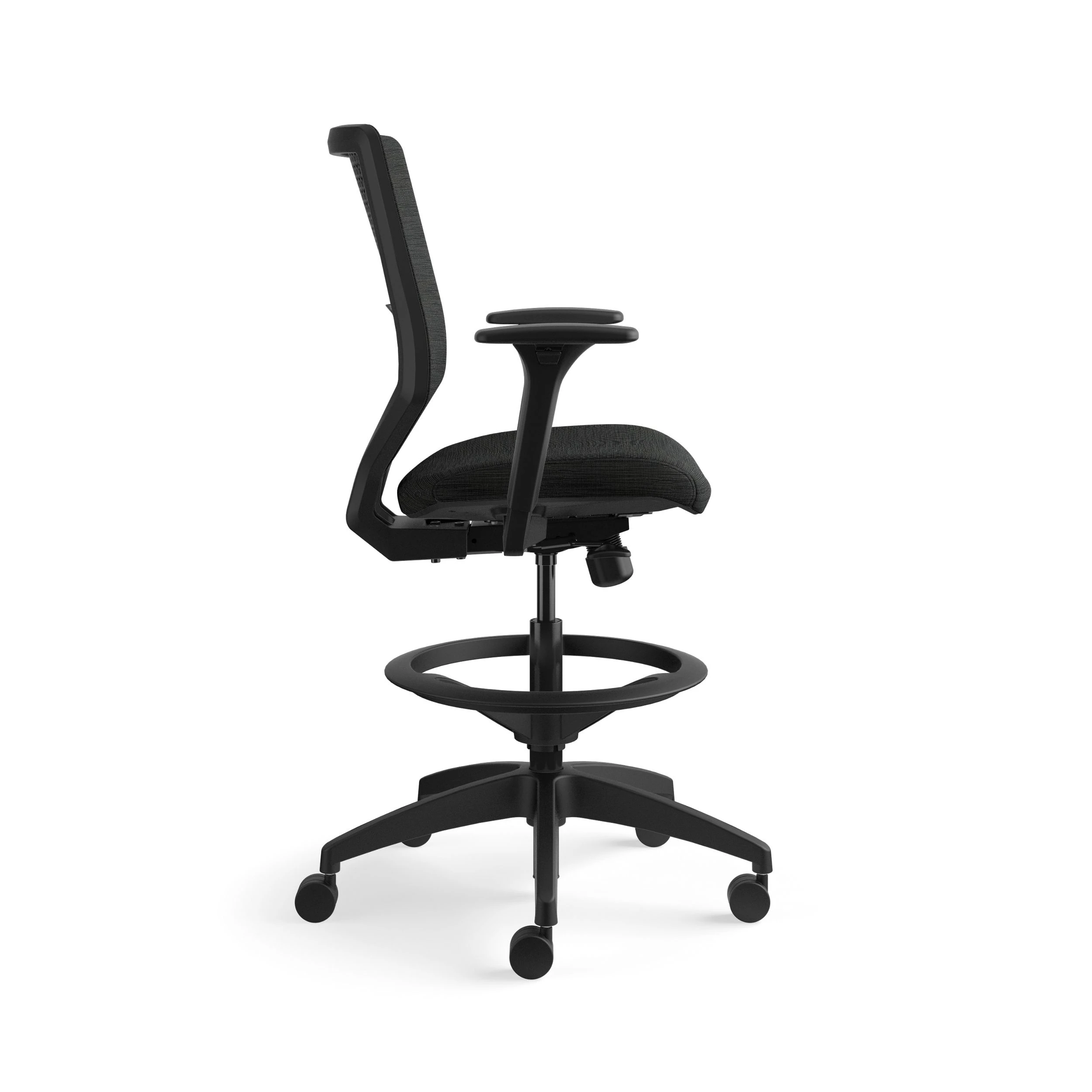 HON Solve Mid-Back Task Stool | Upholstered Charcoal ReActiv Back | Adjustable Lumbar | Black Frame | Ink Seat Fabric 7 HON Solve Mid-Back Task Stool | Upholstered Charcoal ReActiv Back | Adjustable Lumbar | Black Frame | Ink Seat Fabric - Image 5