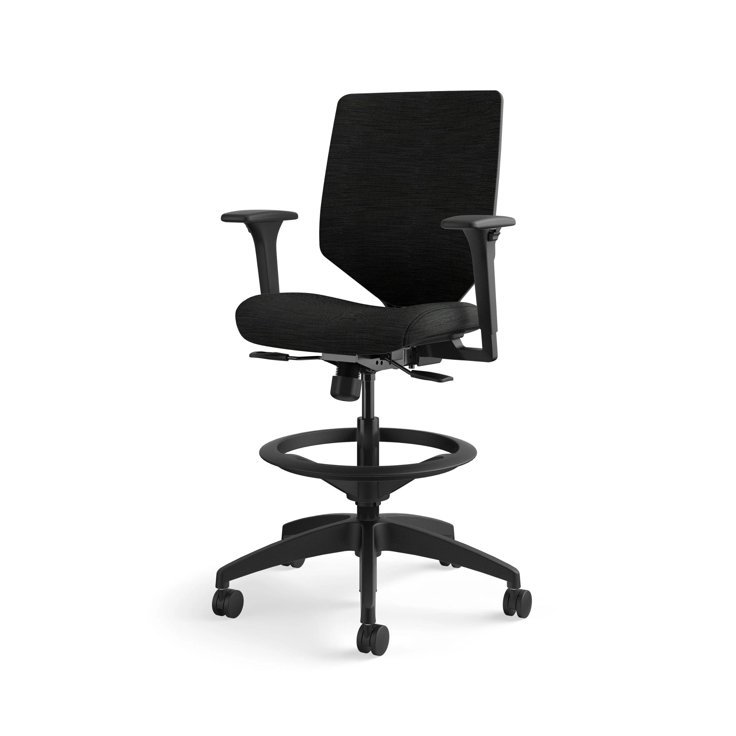 HON Solve Mid-Back Task Stool | Upholstered Charcoal ReActiv Back | Adjustable Lumbar | Black Frame | Ink Seat Fabric 15 HON Solve Mid-Back Task Stool | Upholstered Charcoal ReActiv Back | Adjustable Lumbar | Black Frame | Ink Seat Fabric - Image 13