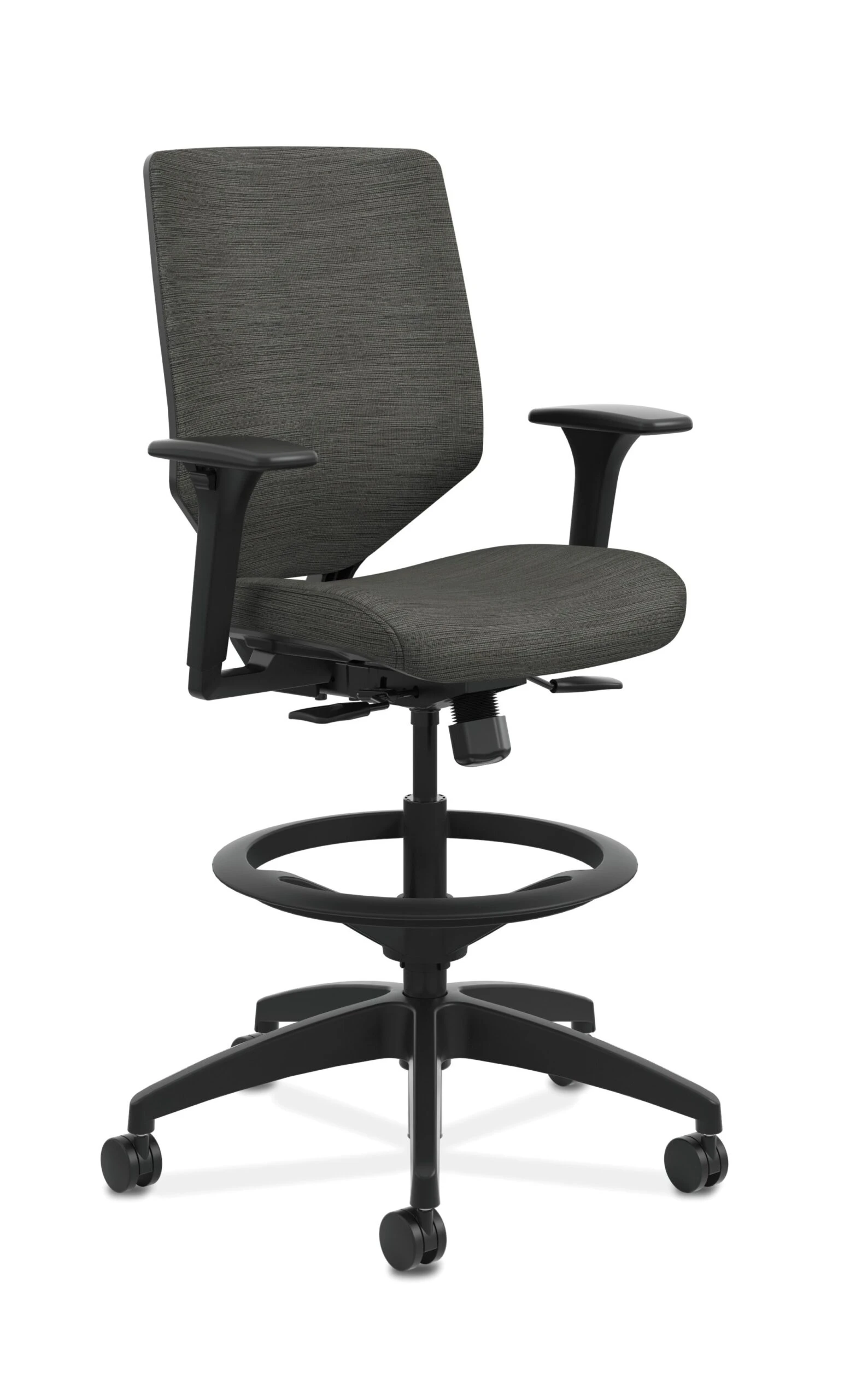 HON Solve Mid-Back Task Stool | Upholstered Charcoal ReActiv Back | Adjustable Lumbar | Black Frame | Ink Seat Fabric 3 HON Solve Mid-Back Task Stool | Upholstered Charcoal ReActiv Back | Adjustable Lumbar | Black Frame | Ink Seat Fabric