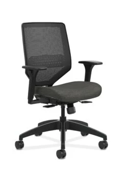 HON Solve Mid-Back Task Chair | Black 4-way Stretch Mesh Back | Black Frame | Easy Assembly | Ink Seat Fabric