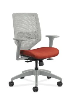 HON Solve Mid-Back Task Chair | Titanium ReActiv Back | Adjustable Lumbar | Black Frame | Bittersweet Seat Fabric
