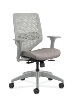 HON Solve Mid-Back Task Chair | Titanium ReActiv Back | Black Frame | Easy Assembly | Sterling Seat Fabric