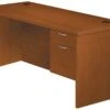 HON Valido Right Pedestal Desk | 1 Box / 1 Supply Drawer | 66"W | Satin Nickel Sweep Pull | Bourbon Cherry Finish 2 HON Valido Right Pedestal Desk | 1 Box / 1 Supply Drawer | 66"W | Satin Nickel Sweep Pull | Bourbon Cherry Finish -Hon Store HON Valido H11583R.A.C.HH 315 001