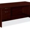 HON Valido Double Pedestal Desk | Bow Top | 2 Box / 2 File Drawers | 72"W | Satin Nickel Crescent Pull | Mahogany Finish 1 HON Valido Double Pedestal Desk | Bow Top | 2 Box / 2 File Drawers | 72"W | Satin Nickel Crescent Pull | Mahogany Finish -Hon Store HON Valido H11593.A.F.NN 045 001