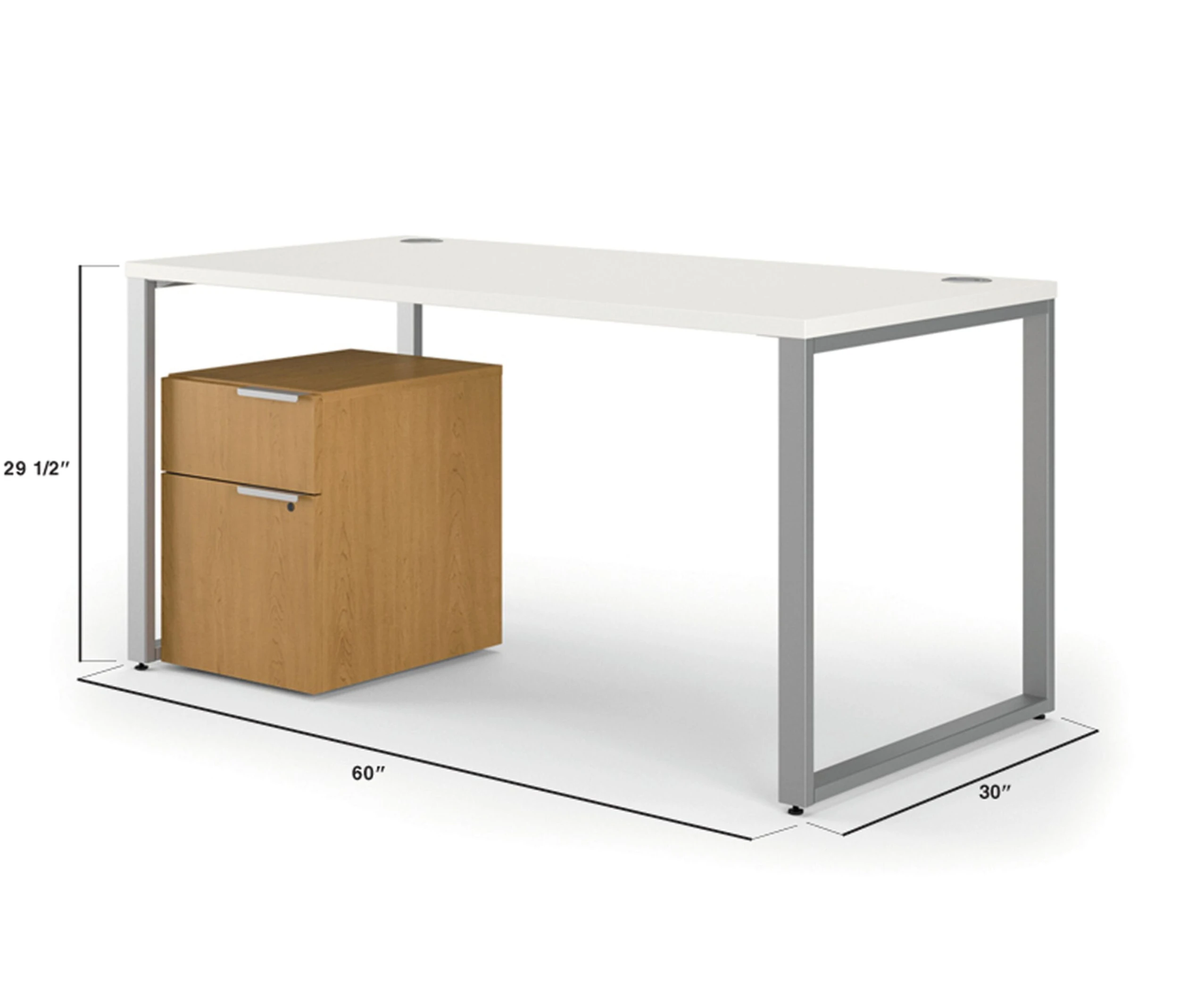 HON Voi Compact Workstation | Desk, Mobile Ped | 60"W X 60"D | Platinum / Silver Mesh / Harvest Finish 4 HON Voi Compact Workstation | Desk, Mobile Ped | 60"W X 60"D | Platinum / Silver Mesh / Harvest Finish - Image 2