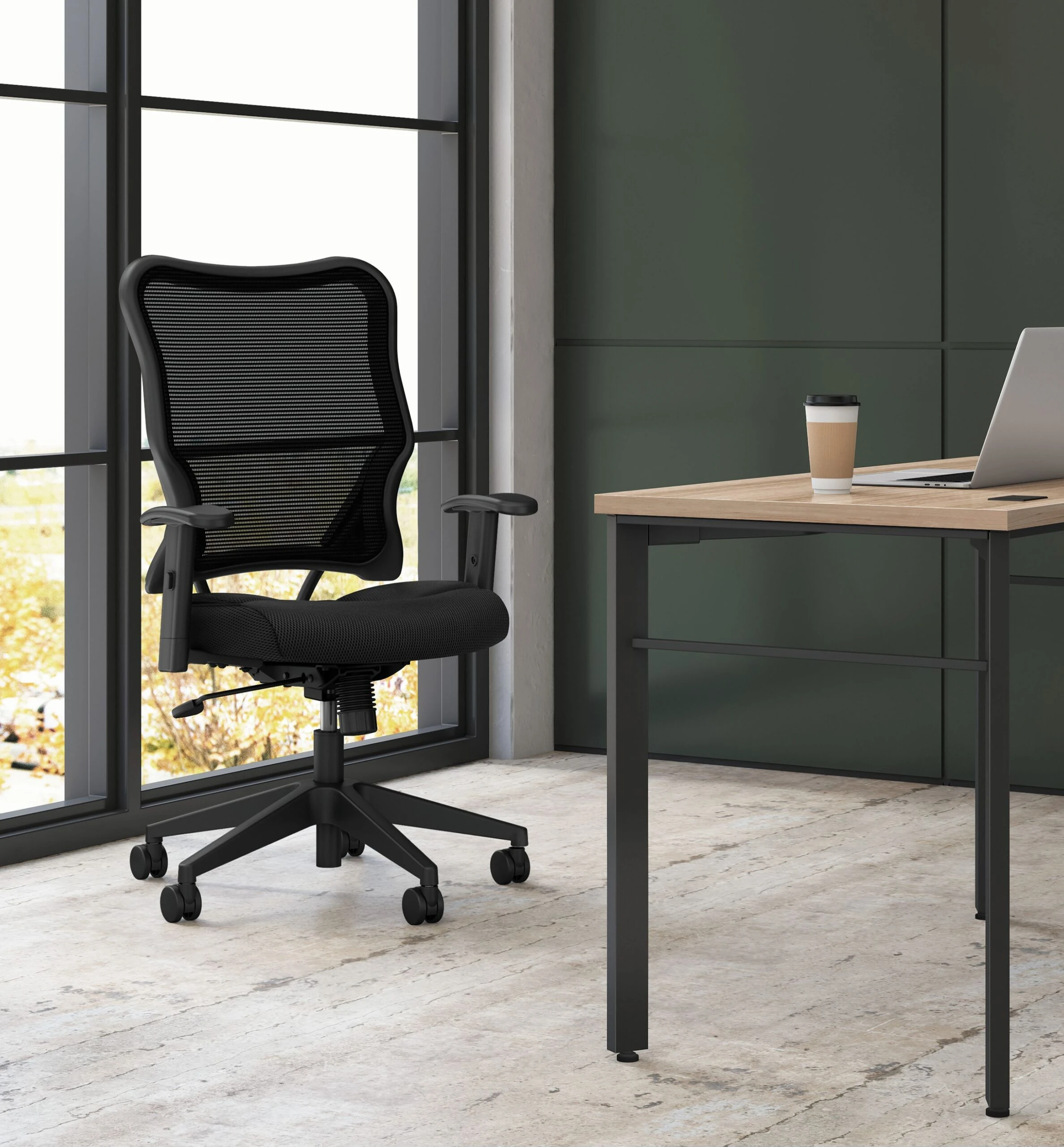 HON Wave Mesh High-Back Task Chair | Synchro-Tilt | Adjustable Arms | Black Sandwich Mesh Seat 6 HON Wave Mesh High-Back Task Chair | Synchro-Tilt | Adjustable Arms | Black Sandwich Mesh Seat - Image 4