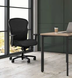 HON Wave Mesh Big And Tall Executive Chair | Knee-Tilt | Adjustable Arms | Black Mesh Back | Black Fabric Seat -Hon Store HON Wave HVL705.VM10 500 001