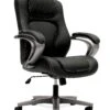 HON Mid-Back Chair | Center-Tilt | Fixed Arms | Black Vinyl | Silver Frame -Hon Store basyx ExecutiveSeating HVL402.EN11 045 001