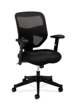 HON Prominent Mesh High-Back Task Chair | Center-Tilt | Adjustable Arms | Black Sandwich Mesh Seat