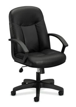 HON High-Back Executive Chair | Center-Tilt | Fixed Arms | Black Bonded Leather