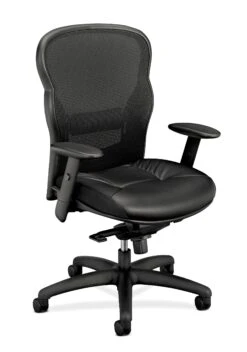 HON Wave Mesh High-Back Task Chair | Knee-Tilt | Adjustable Arms | Bonded Leather Seat