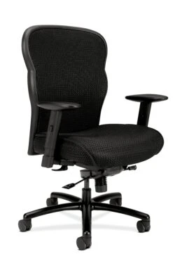 HON Wave Mesh Big And Tall Executive Chair | Knee-Tilt | Adjustable Arms | Black Mesh Back | Black Fabric Seat