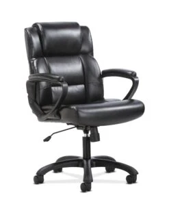 Sadie Mid-Back Executive Chair | Fixed Padded Arms | Black Leather 13 Sadie Mid-Back Executive Chair | Fixed Padded Arms | Black Leather -Hon Store basyx MidBackExecutive HVST305 045 001
