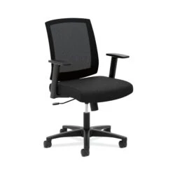 HON Mesh Mid-Back Task Chair | Center-Tilt, Tension, Lock | Fixed Arms | Black Mesh | Black Fabric